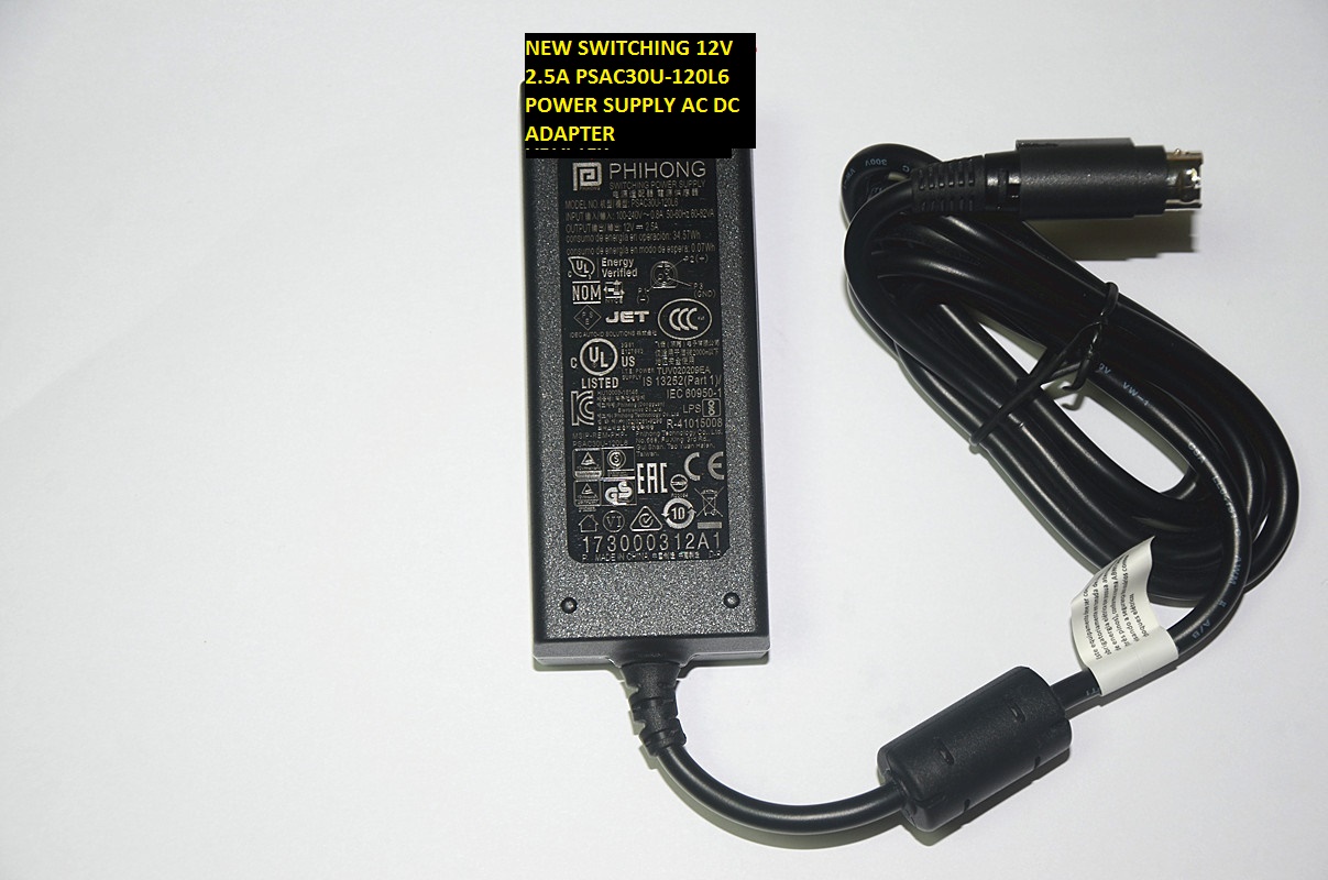 NEW 12V 2.5A AC DC ADAPTER SWITCHING PSAC30U-120L6 POWER SUPPLY Special three needle output interface